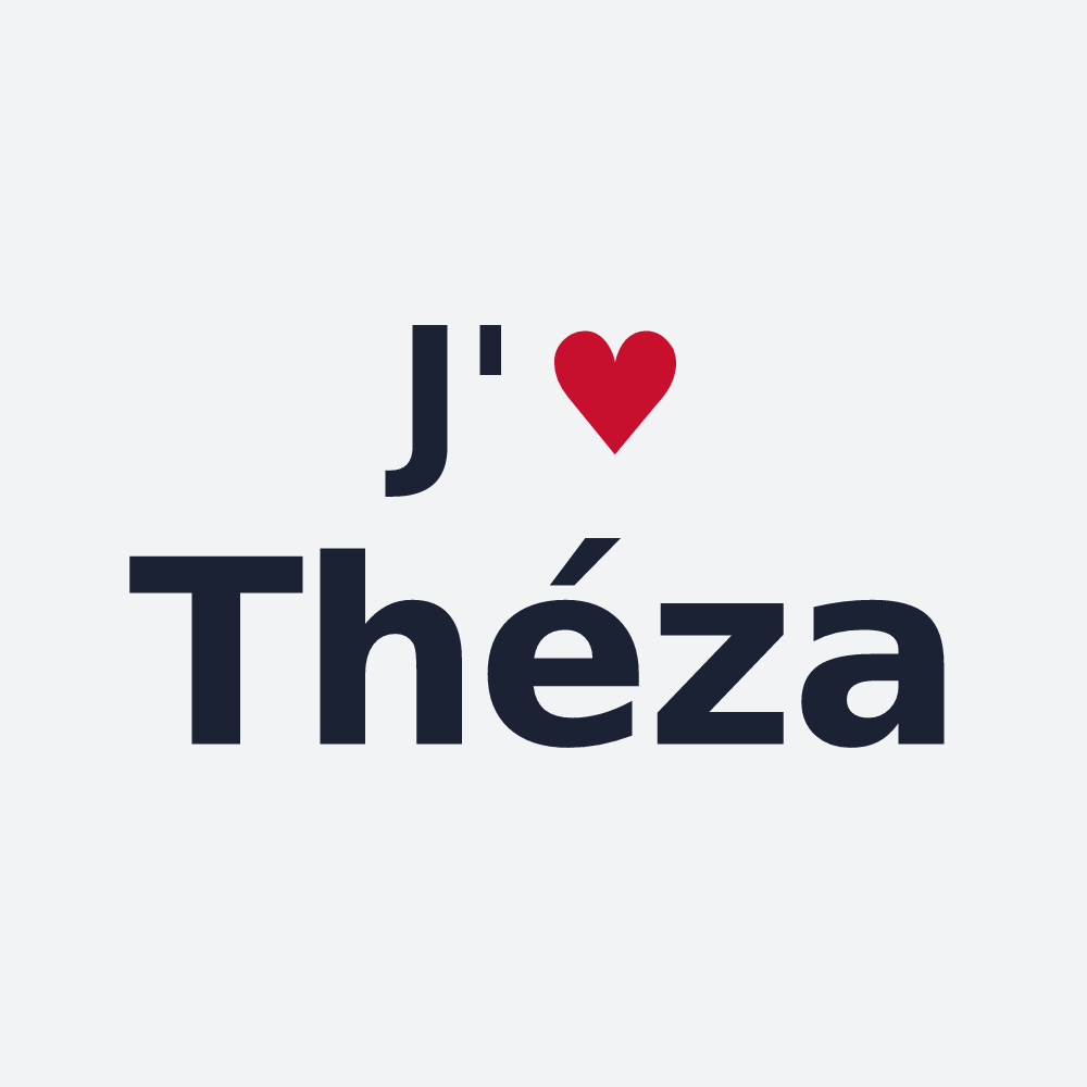 Poster personnalisé Théza — design « J'aime Théza » imprimé sur le poster