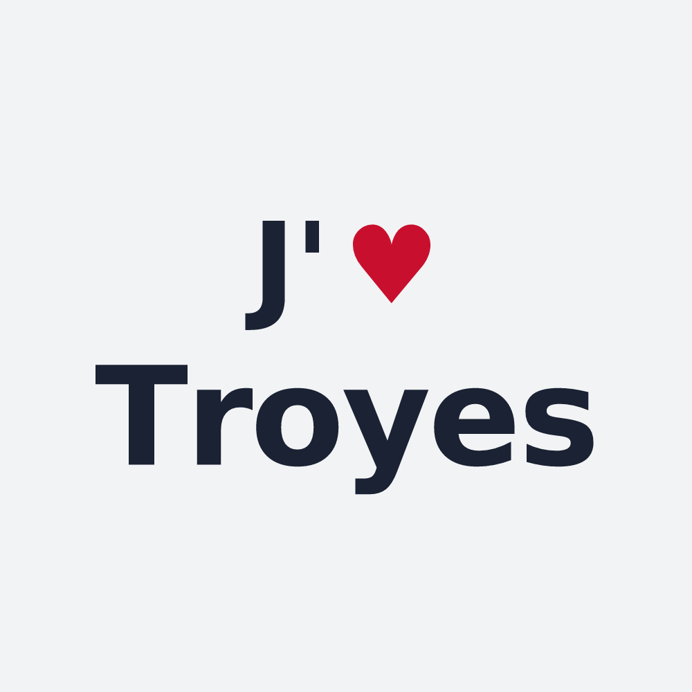 Poster personnalisé Troyes — design « J'aime Troyes » imprimé sur le poster