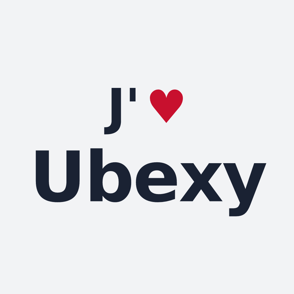 Poster personnalisé Ubexy — design « J'aime Ubexy » imprimé sur le poster