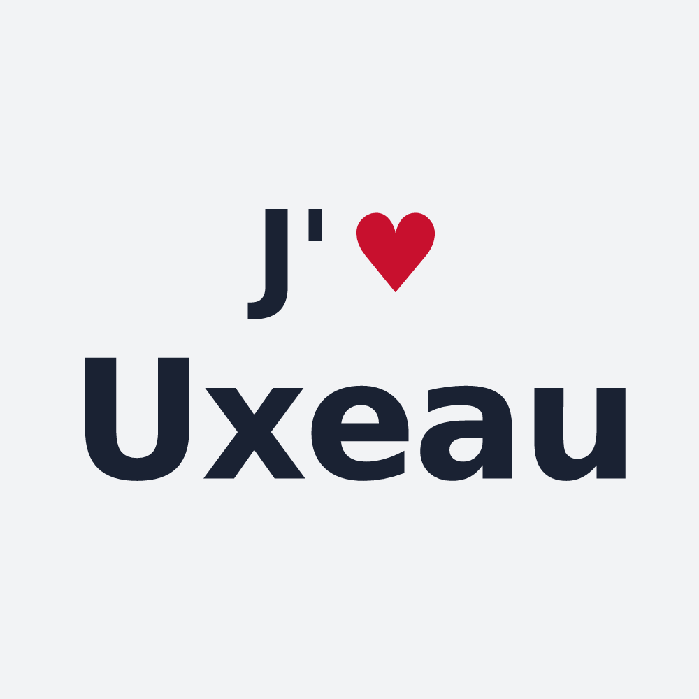 Poster personnalisé Uxeau — design « J'aime Uxeau » imprimé sur le poster