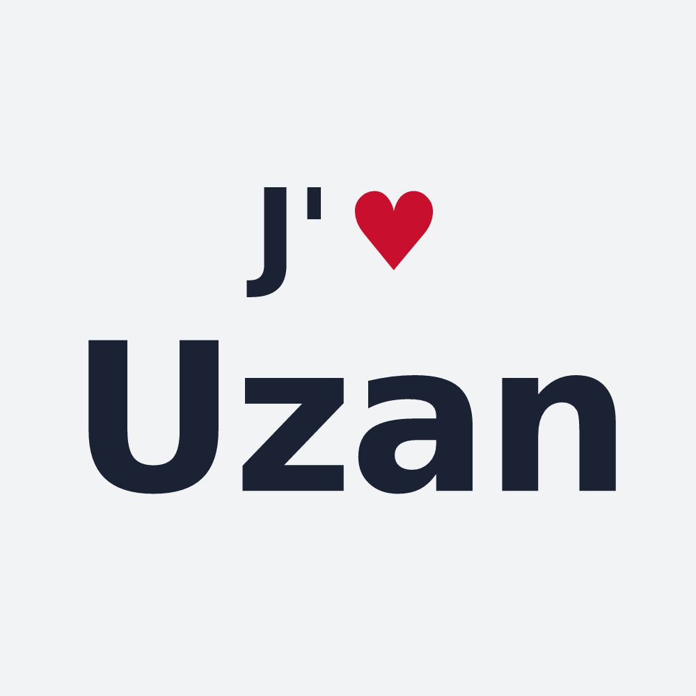 Poster personnalisé Uzan — design « J'aime Uzan » imprimé sur le poster