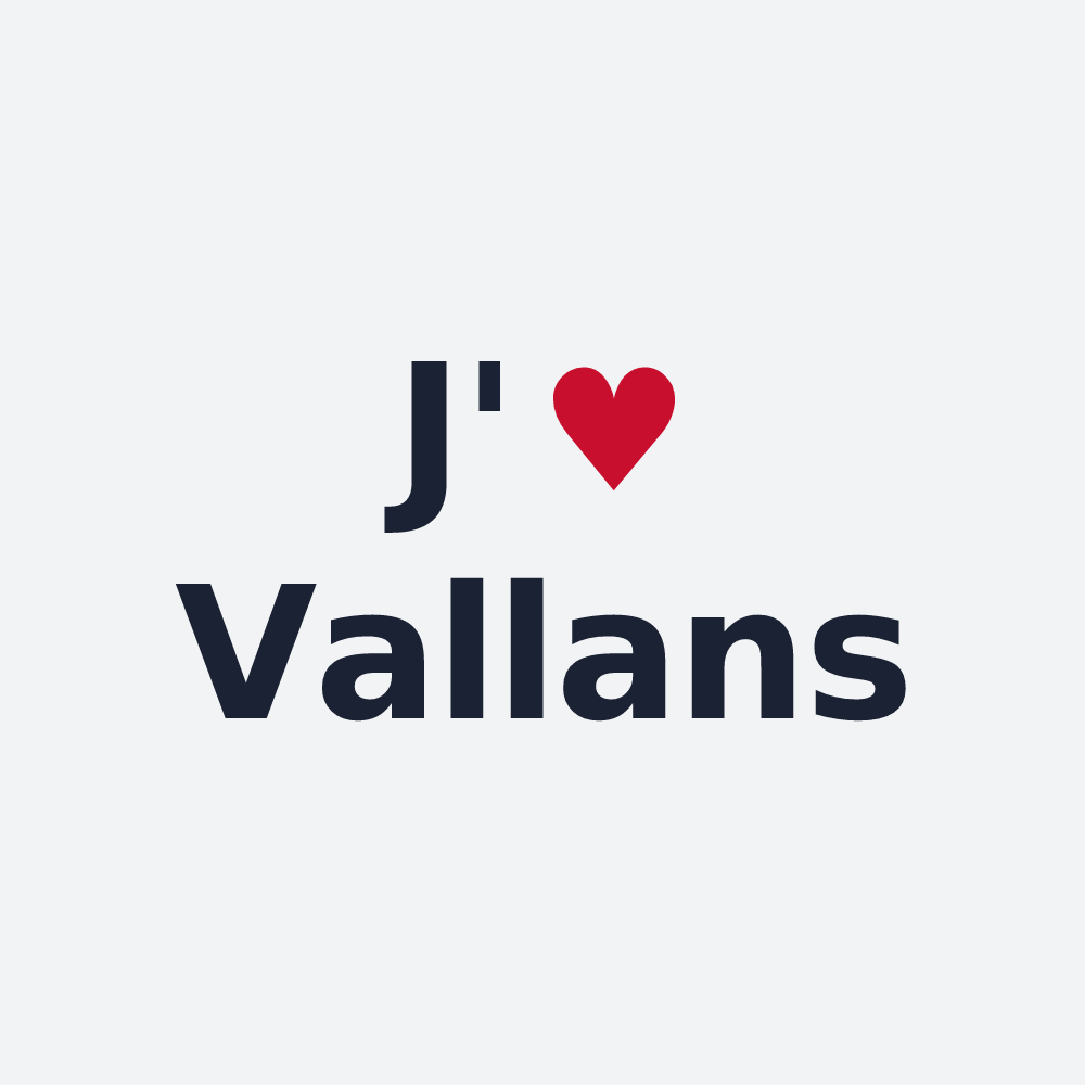Poster personnalisé Vallans — design « J'aime Vallans » imprimé sur le poster