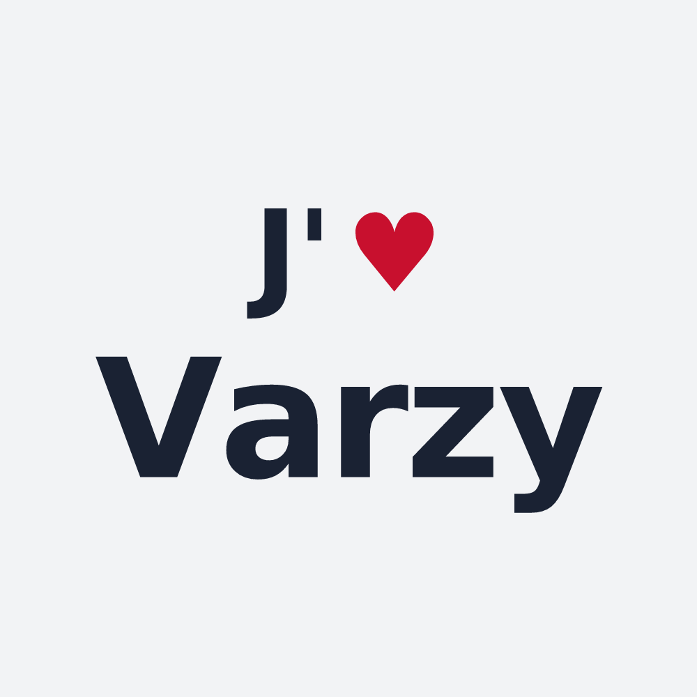 Poster personnalisé Varzy — design « J'aime Varzy » imprimé sur le poster