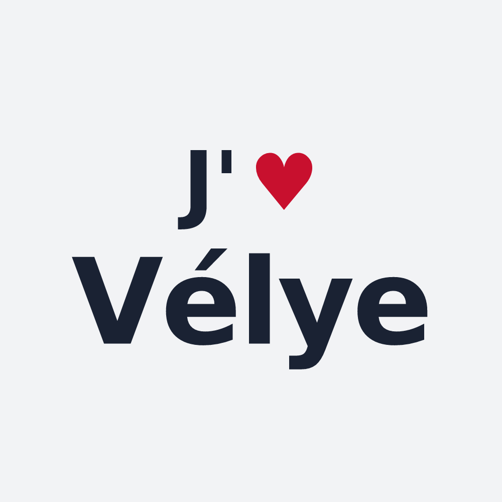 Poster personnalisé Vélye — design J'aime Vélye