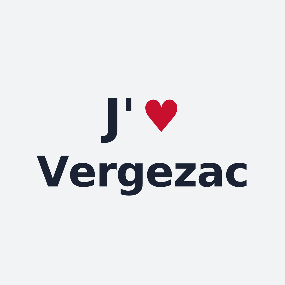 Poster personnalisé Vergezac — design « J'aime Vergezac » imprimé sur le poster