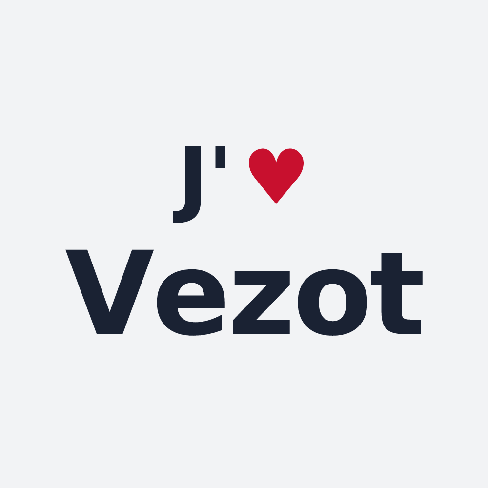 Poster personnalisé Vezot — design « J'aime Vezot » imprimé sur le poster
