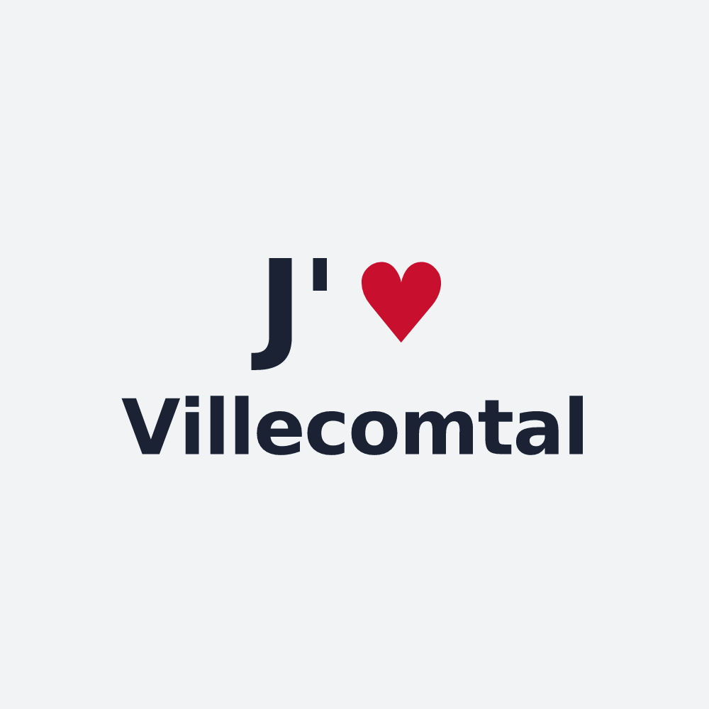 Poster personnalisé Villecomtal — design « J'aime Villecomtal » imprimé sur le poster