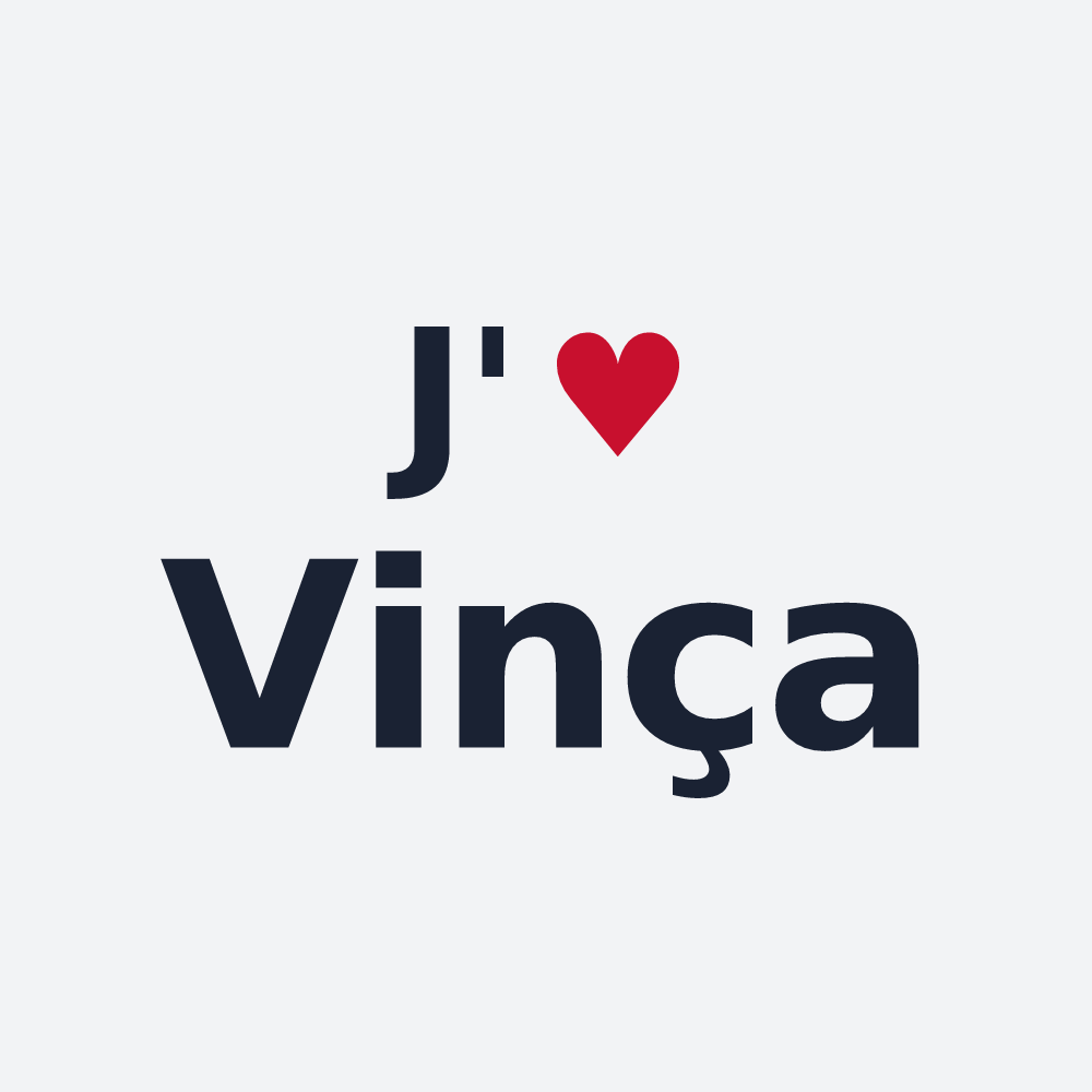 Poster personnalisé Vinça — design « J'aime Vinça » imprimé sur le poster