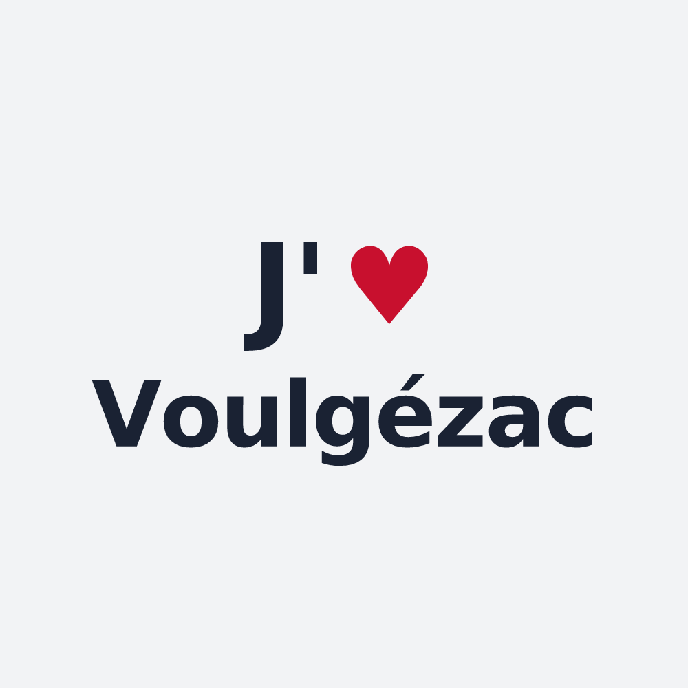Poster personnalisé Voulgézac — design « J'aime Voulgézac » imprimé sur le poster