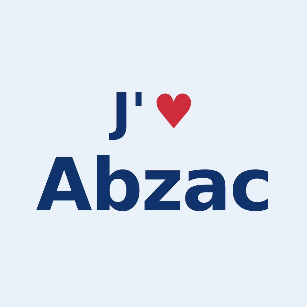 Sticker personnalisé Abzac — design J'aime Abzac