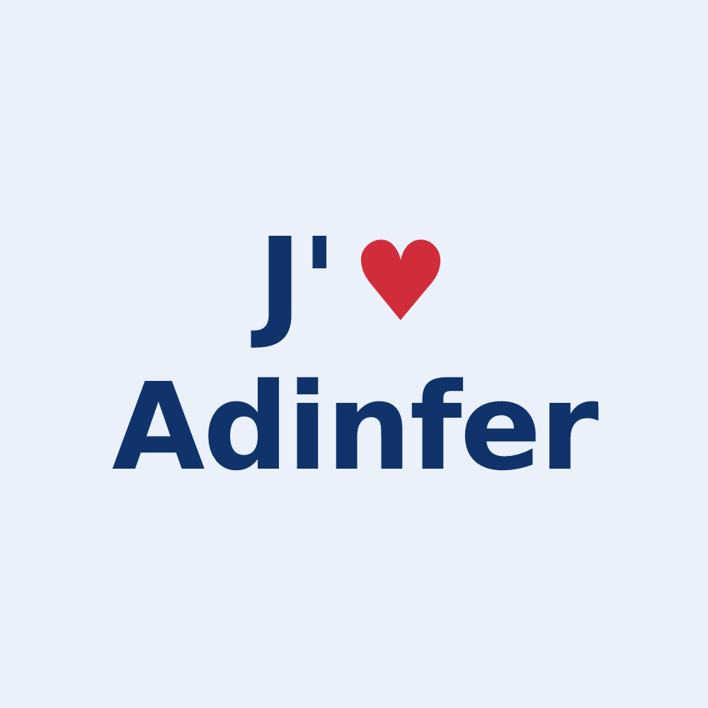 Sticker personnalisé Adinfer — design « J'aime Adinfer » imprimé sur le sticker