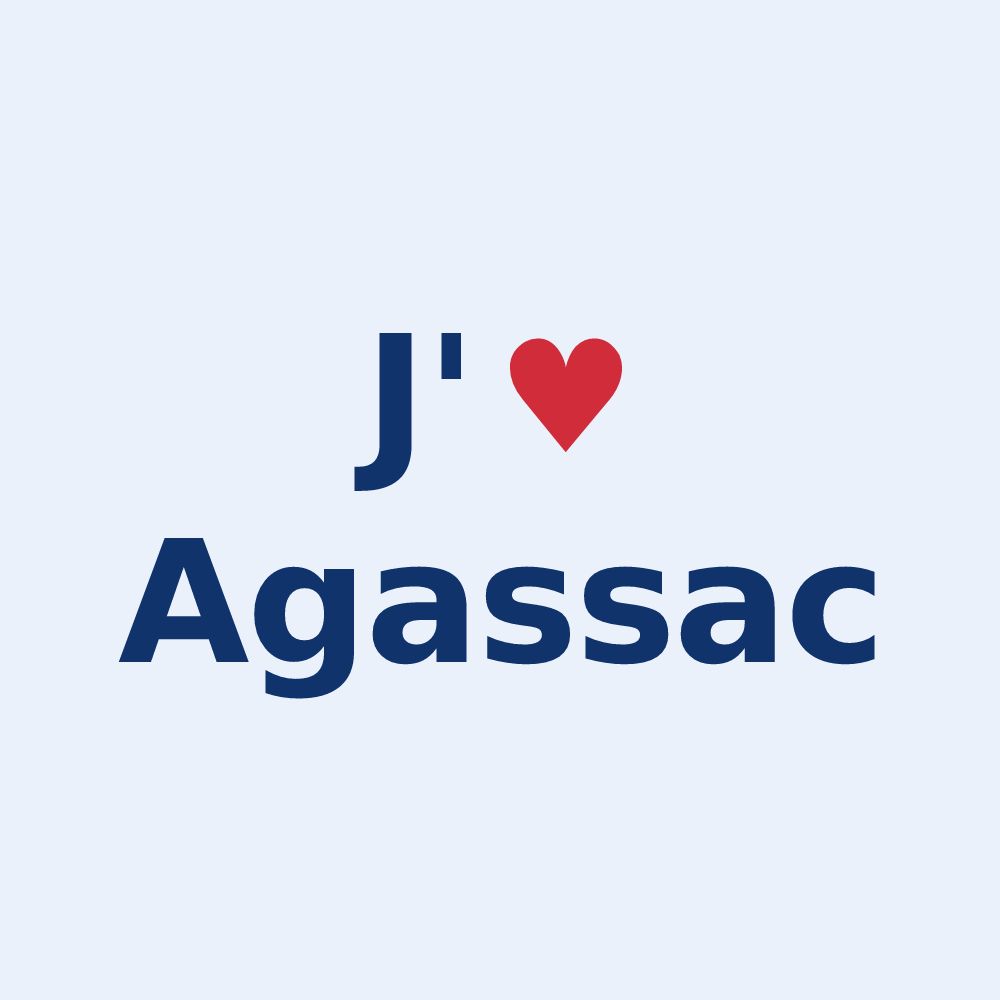 Sticker personnalisé Agassac — design « J'aime Agassac » imprimé sur le sticker