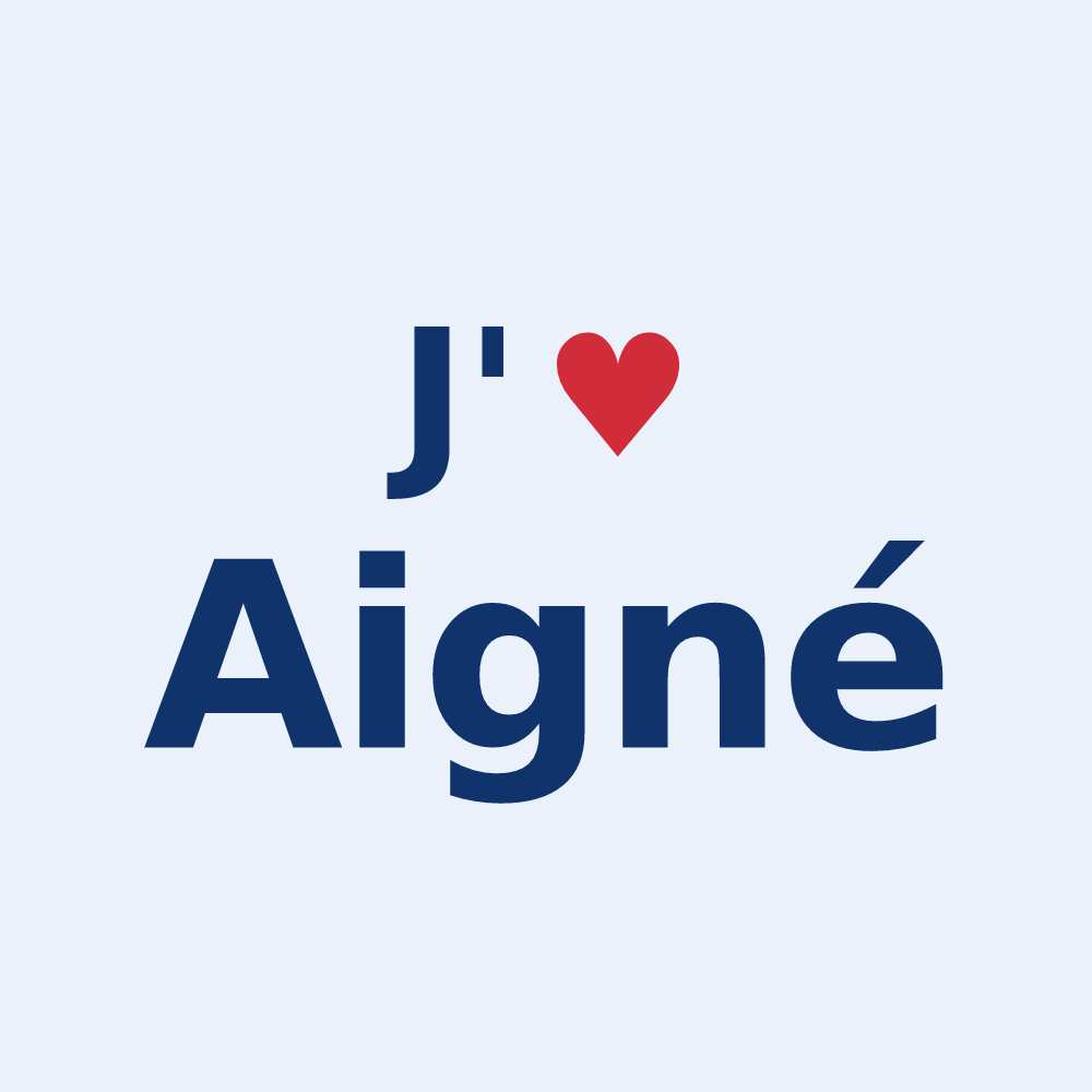 Sticker personnalisé Aigné — design J'aime Aigné
