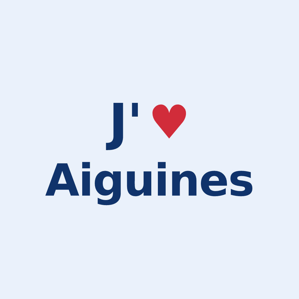 Sticker personnalisé Aiguines — design J'aime Aiguines