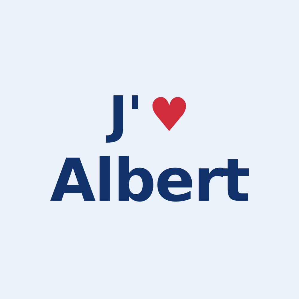 Sticker personnalisé Albert — design « J'aime Albert » imprimé sur le sticker