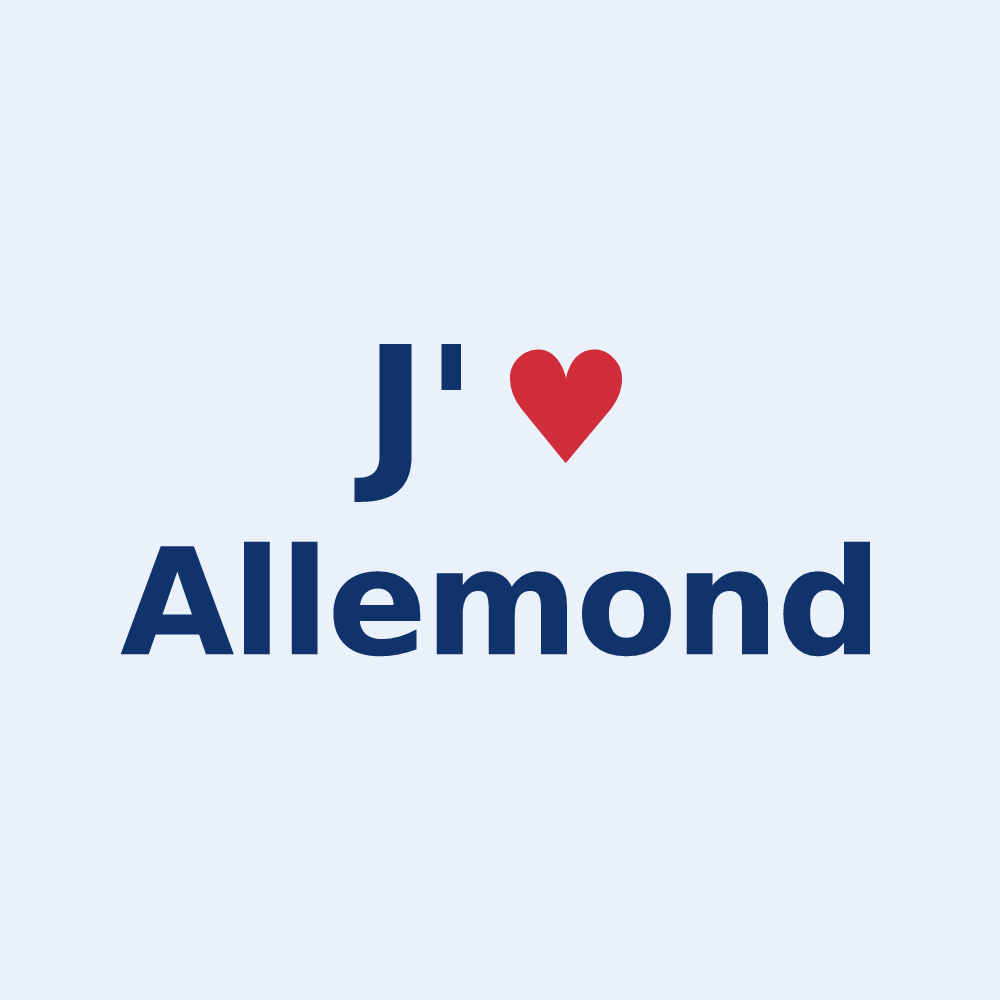Sticker personnalisé Allemond — design « J'aime Allemond » imprimé sur le sticker