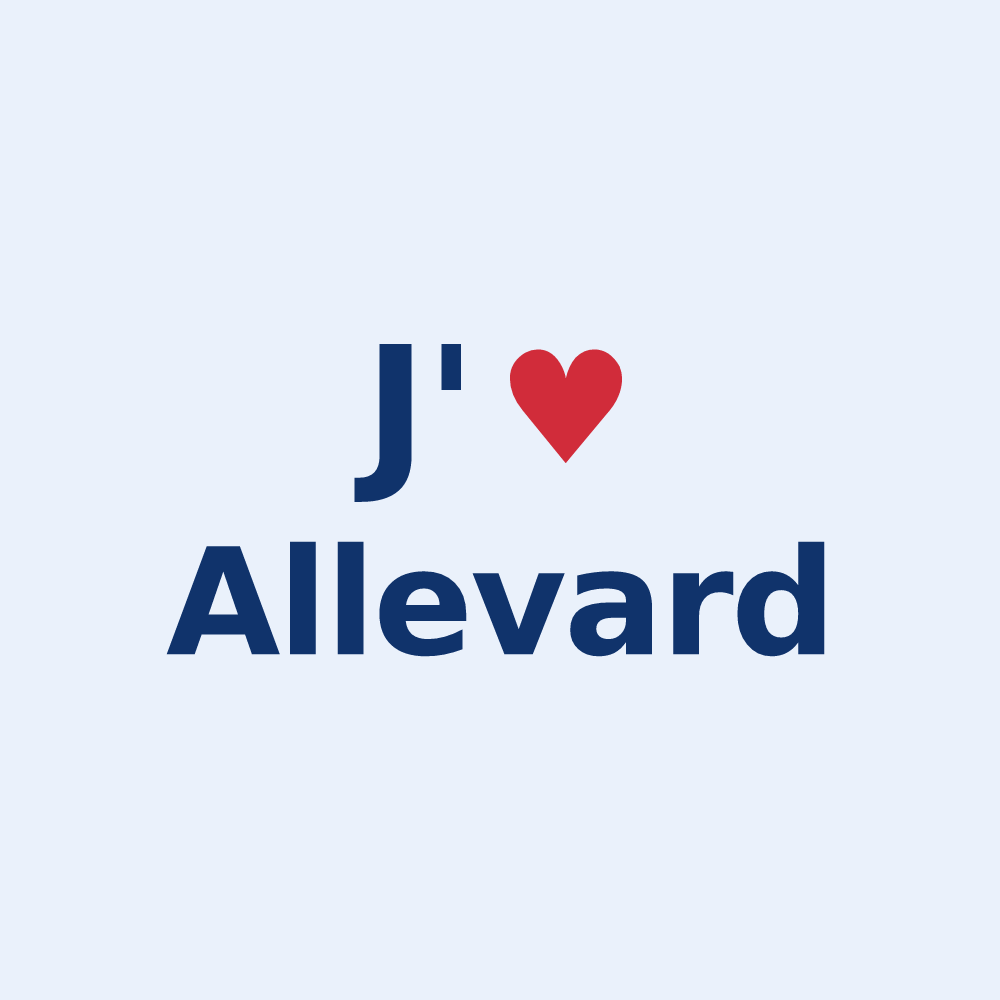 Sticker personnalisé Allevard — design « J'aime Allevard » imprimé sur le sticker