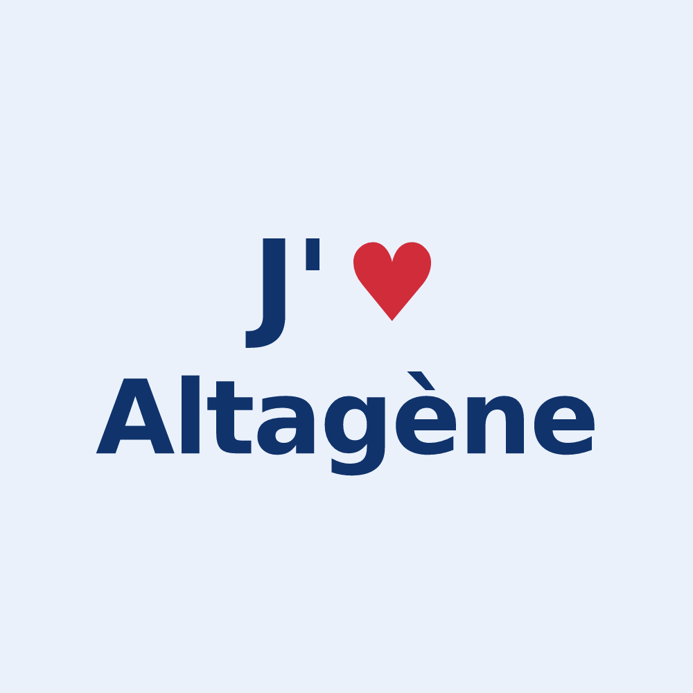 Sticker personnalisé Altagène — design « J'aime Altagène » imprimé sur le sticker