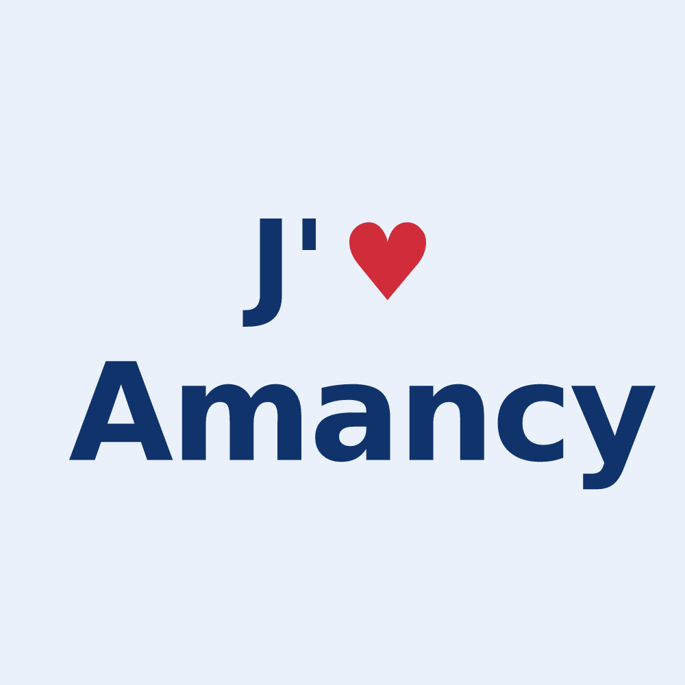 Sticker personnalisé Amancy — design « J'aime Amancy » imprimé sur le sticker