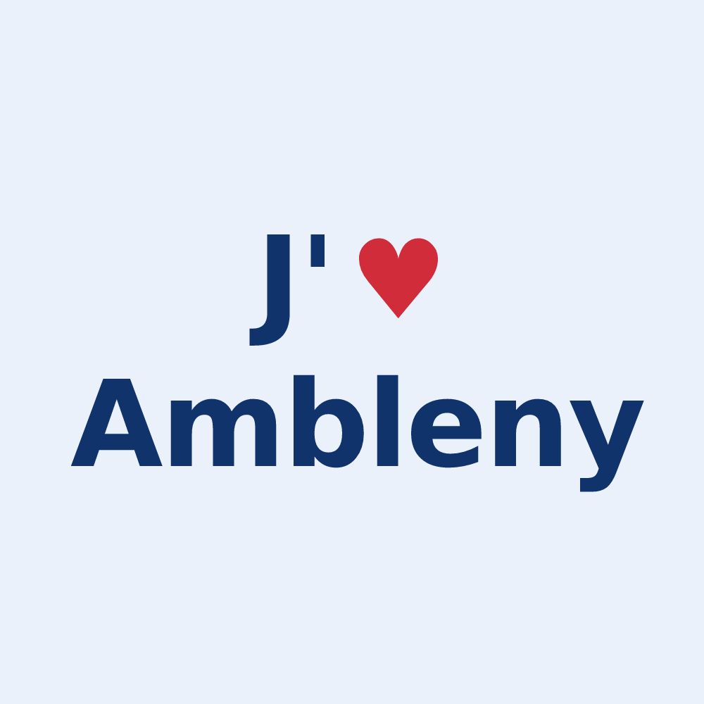 Sticker personnalisé Ambleny — design « J'aime Ambleny » imprimé sur le sticker