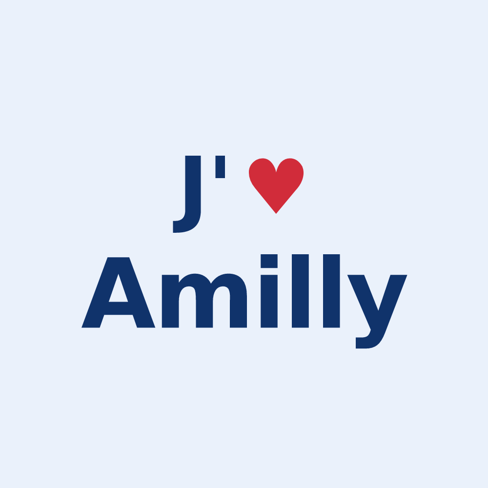 Sticker personnalisé Amilly — design « J'aime Amilly » imprimé sur le sticker