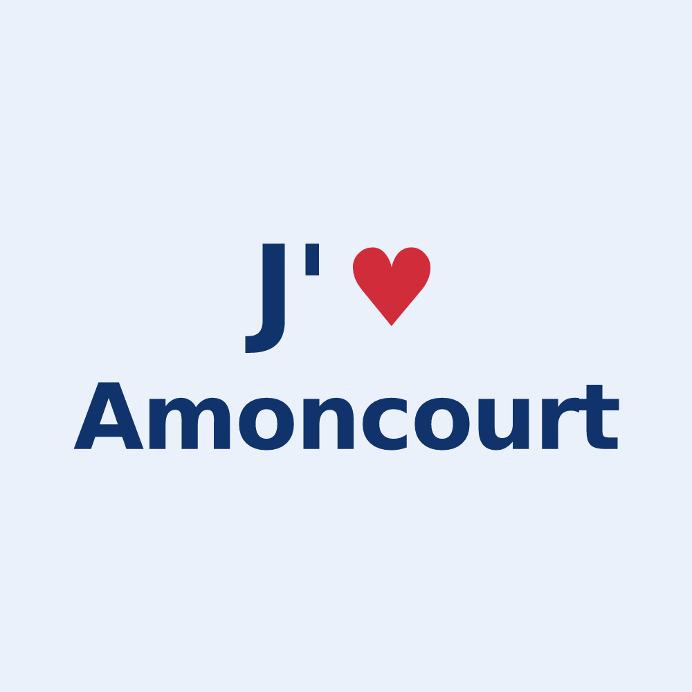 Sticker personnalisé Amoncourt — design « J'aime Amoncourt » imprimé sur le sticker