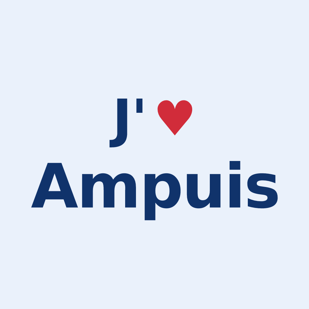Sticker personnalisé Ampuis — design « J'aime Ampuis » imprimé sur le sticker