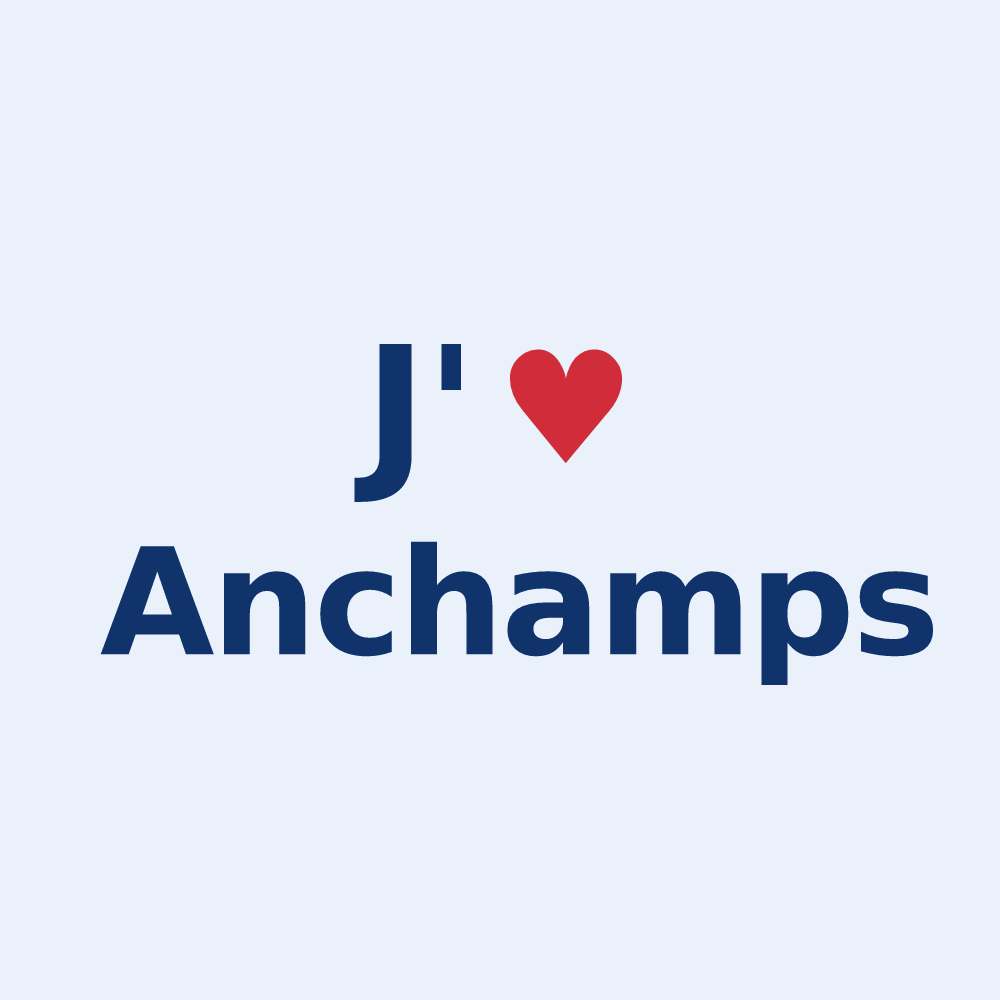 Sticker personnalisé Anchamps — design J'aime Anchamps
