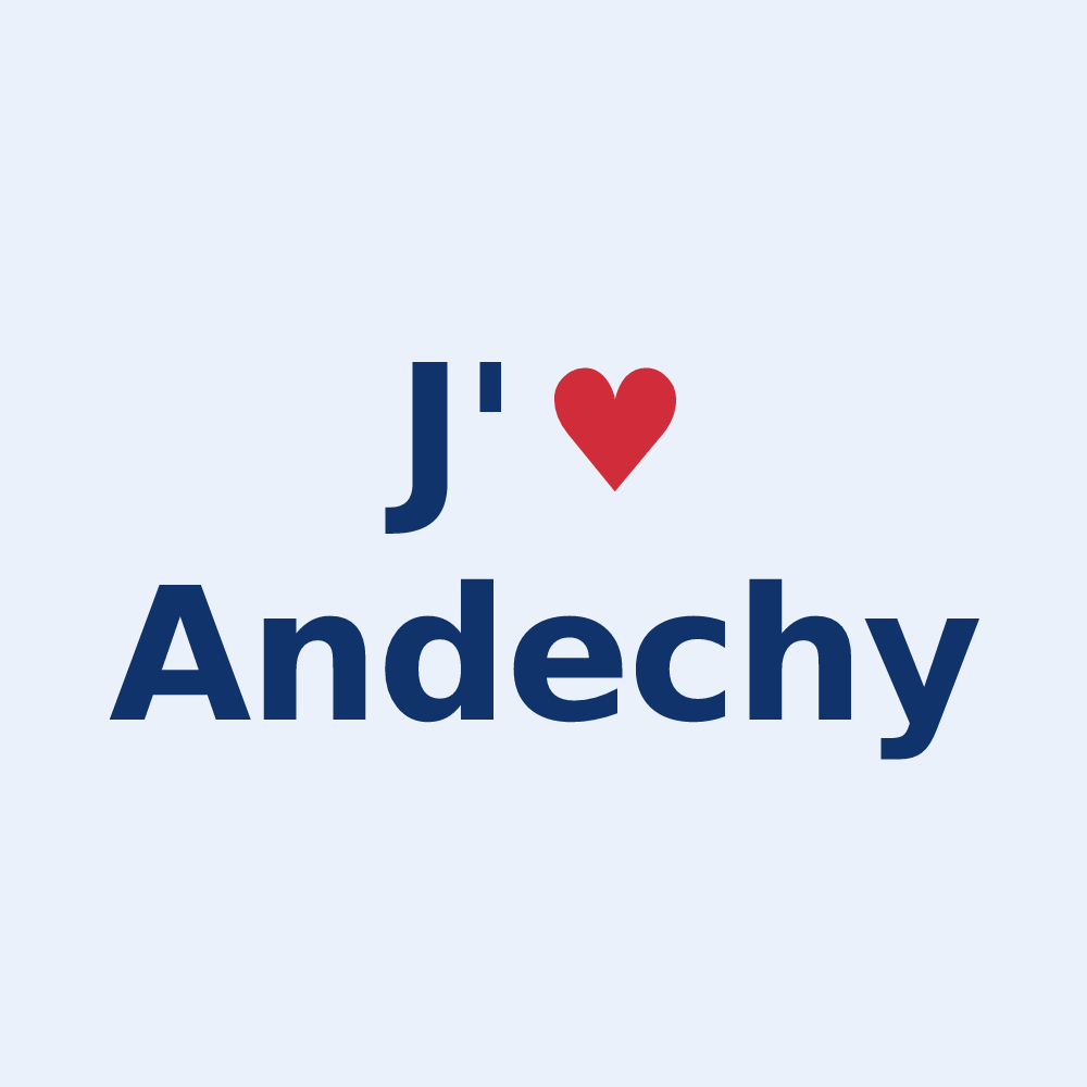 Sticker personnalisé Andechy — design « J'aime Andechy » imprimé sur le sticker