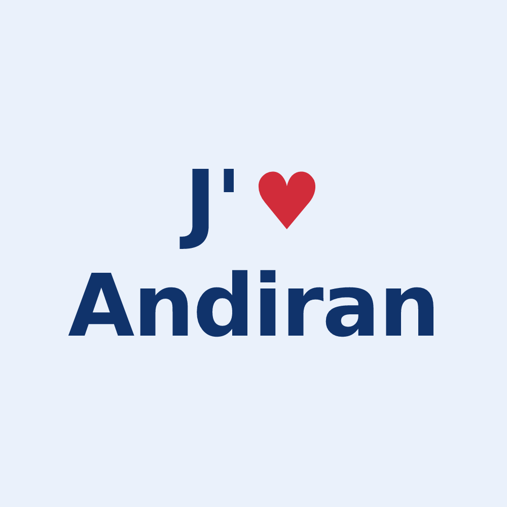 Sticker personnalisé Andiran — design J'aime Andiran
