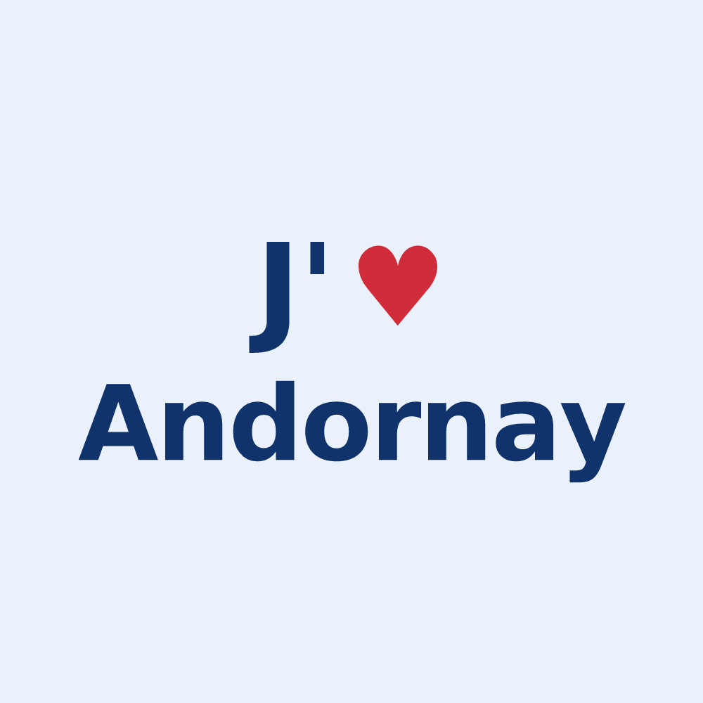 Sticker personnalisé Andornay — design J'aime Andornay