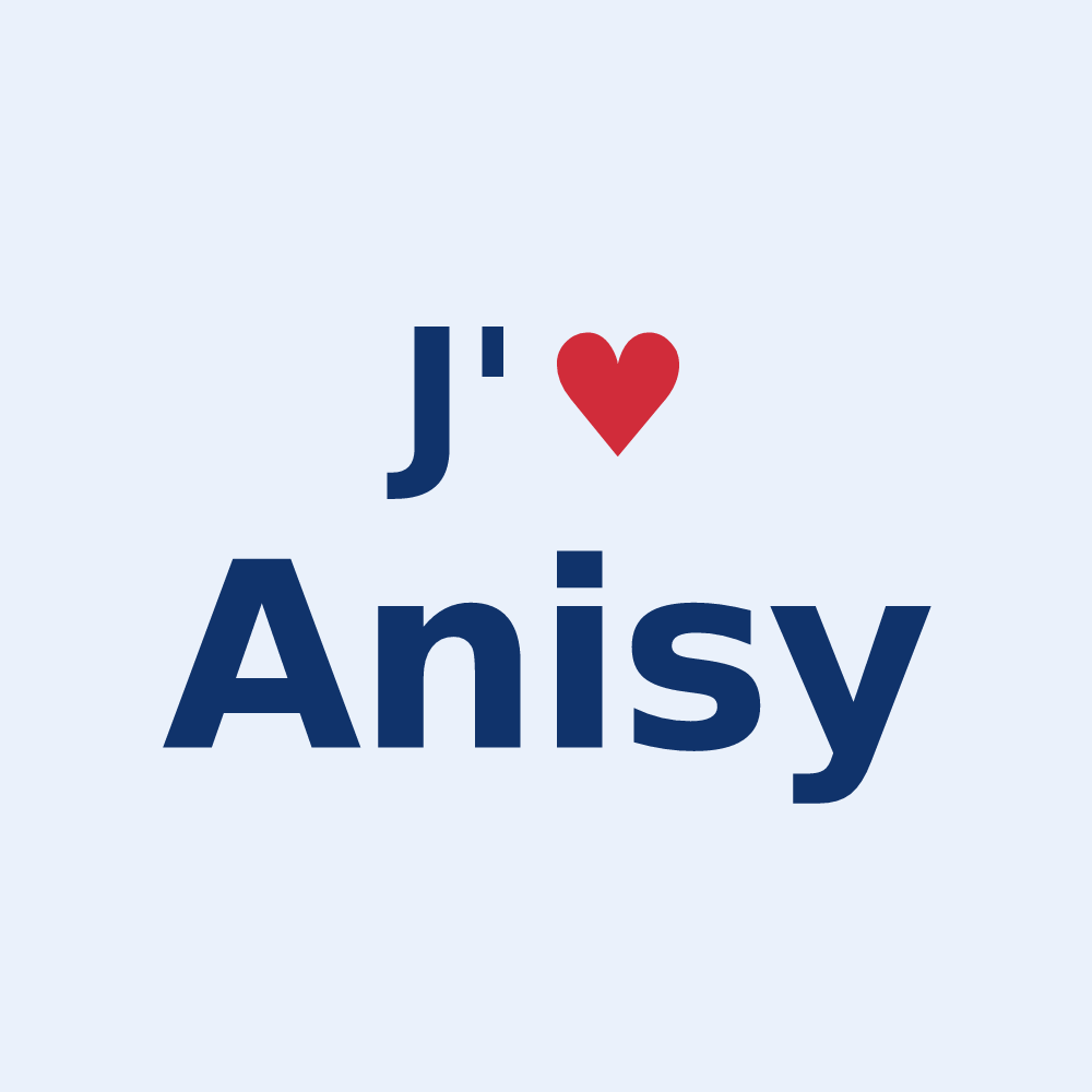 Sticker personnalisé Anisy — design « J'aime Anisy » imprimé sur le sticker