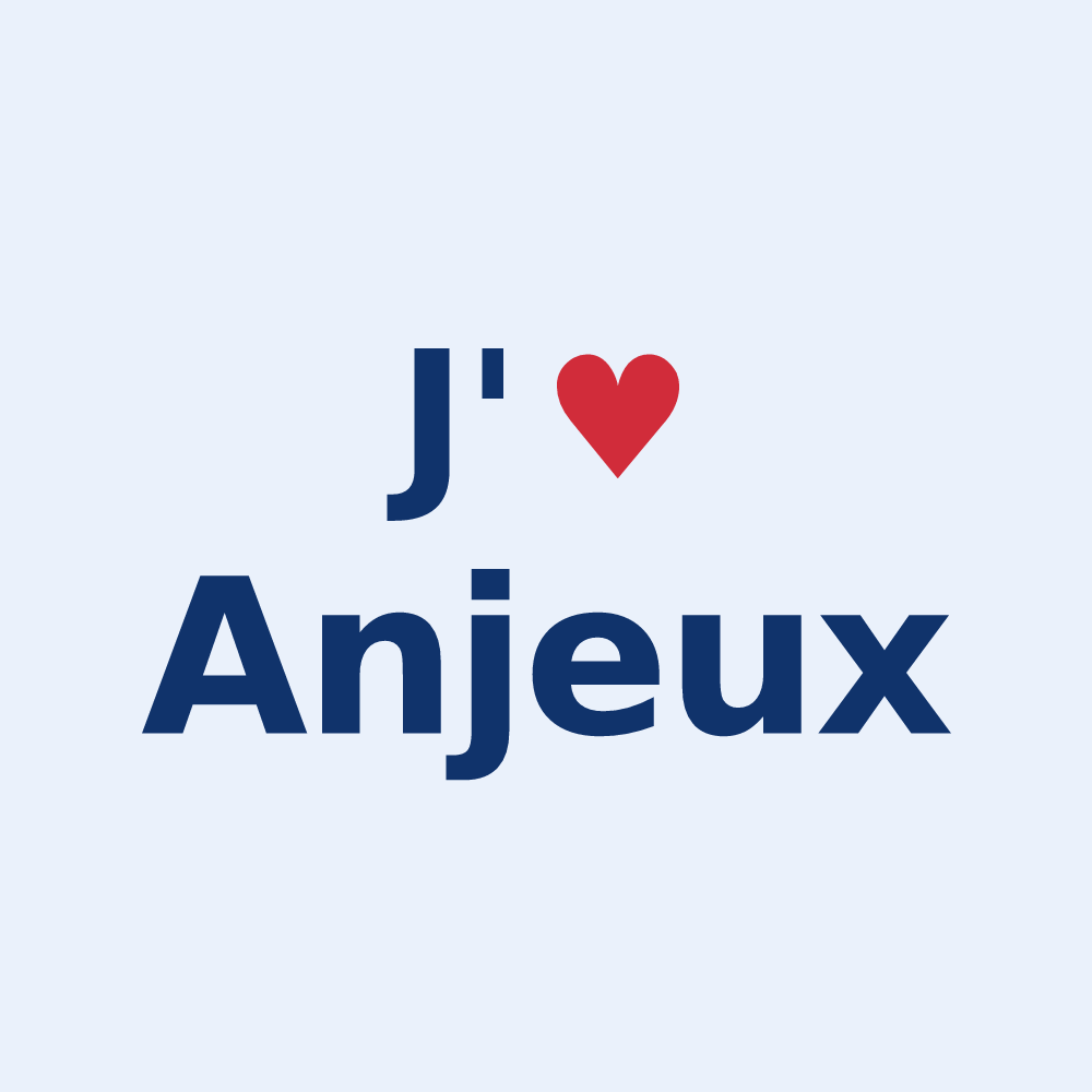 Sticker personnalisé Anjeux — design « J'aime Anjeux » imprimé sur le sticker