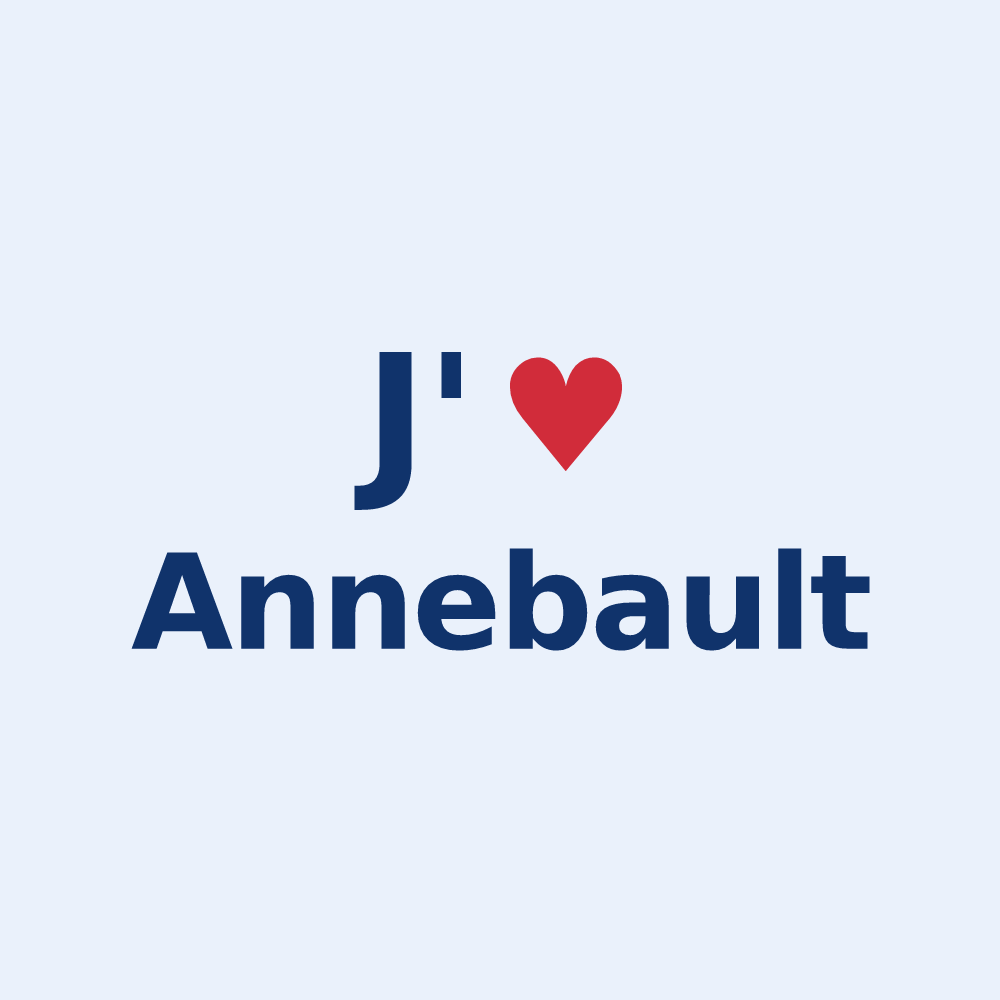 Sticker personnalisé Annebault — design « J'aime Annebault » imprimé sur le sticker