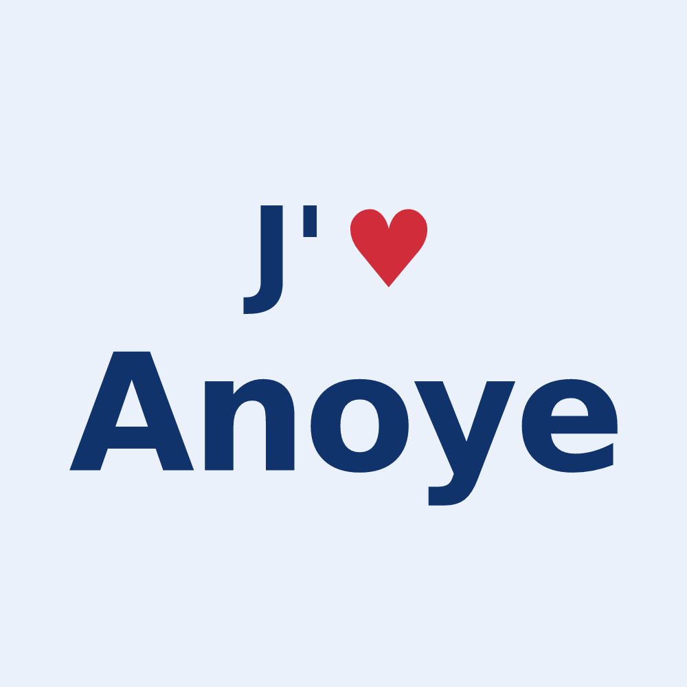 Sticker personnalisé Anoye — design « J'aime Anoye » imprimé sur le sticker