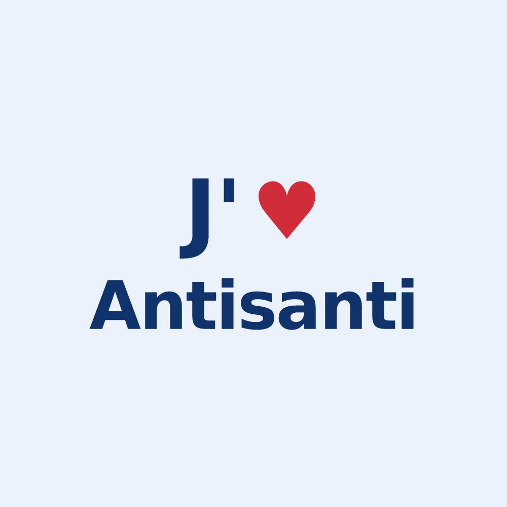 Sticker personnalisé Antisanti — design J'aime Antisanti