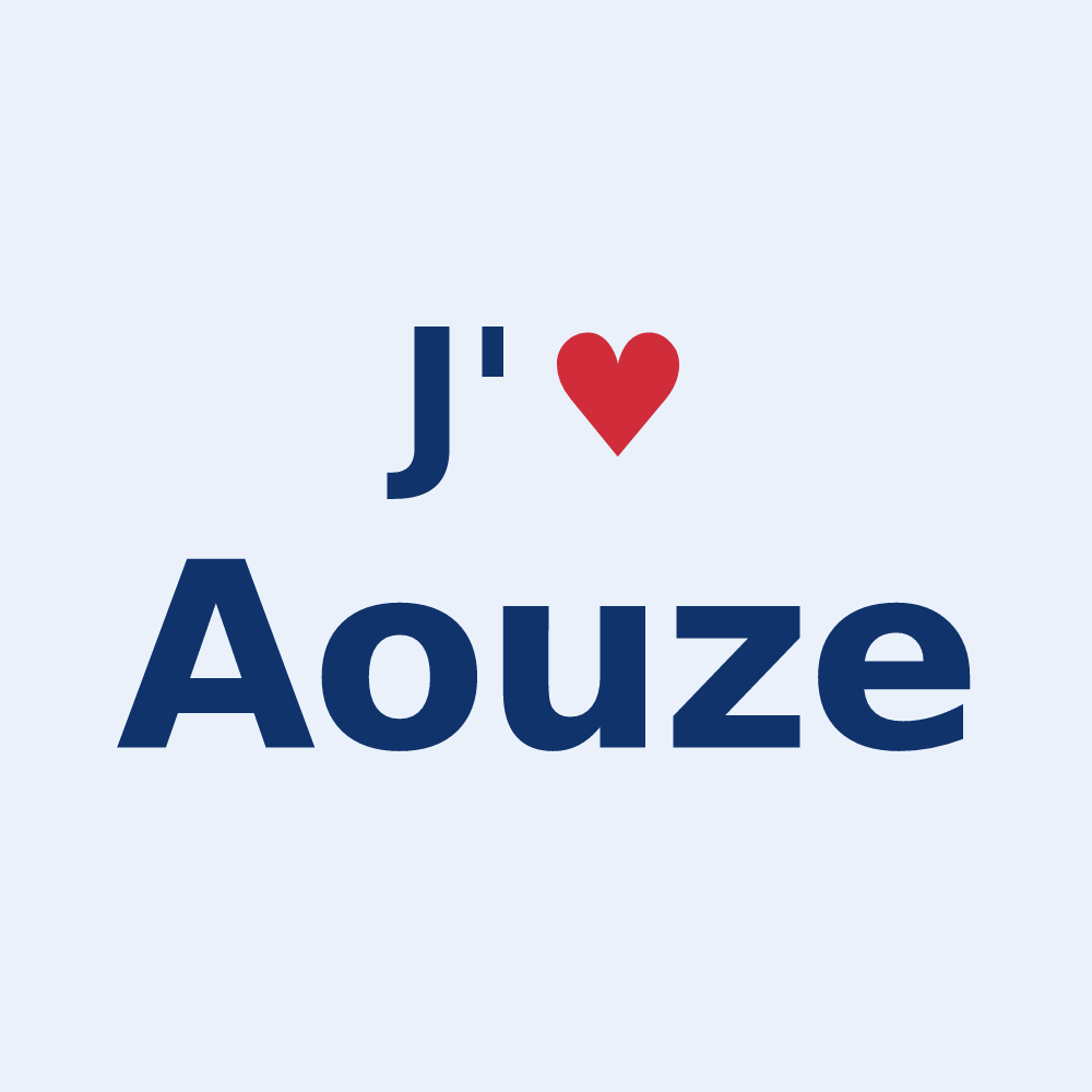 Sticker personnalisé Aouze — design « J'aime Aouze » imprimé sur le sticker