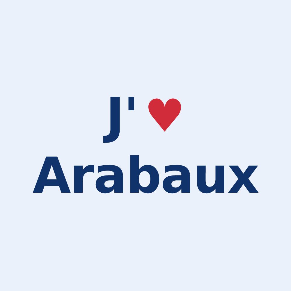 Sticker personnalisé Arabaux — design « J'aime Arabaux » imprimé sur le sticker