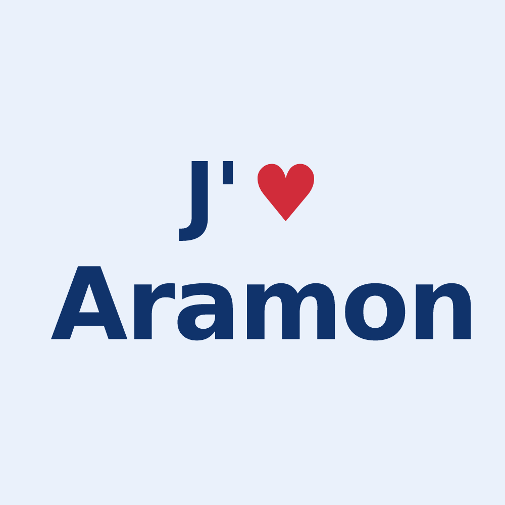 Sticker personnalisé Aramon — design « J'aime Aramon » imprimé sur le sticker