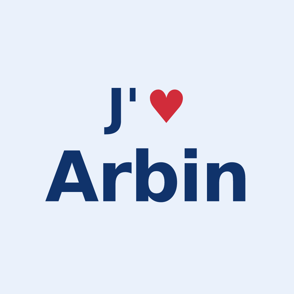 Sticker personnalisé Arbin — design « J'aime Arbin » imprimé sur le sticker