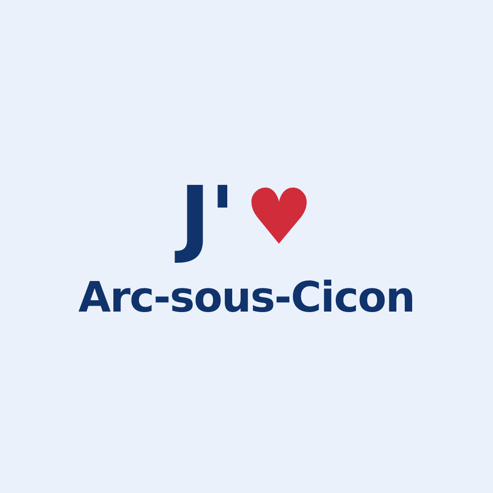 Sticker personnalisé Arc-sous-Cicon — design « J'aime Arc-sous-Cicon » imprimé sur le sticker