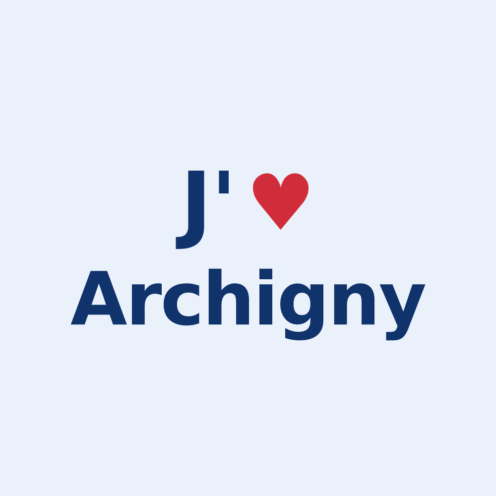 Sticker personnalisé Archigny — design « J'aime Archigny » imprimé sur le sticker