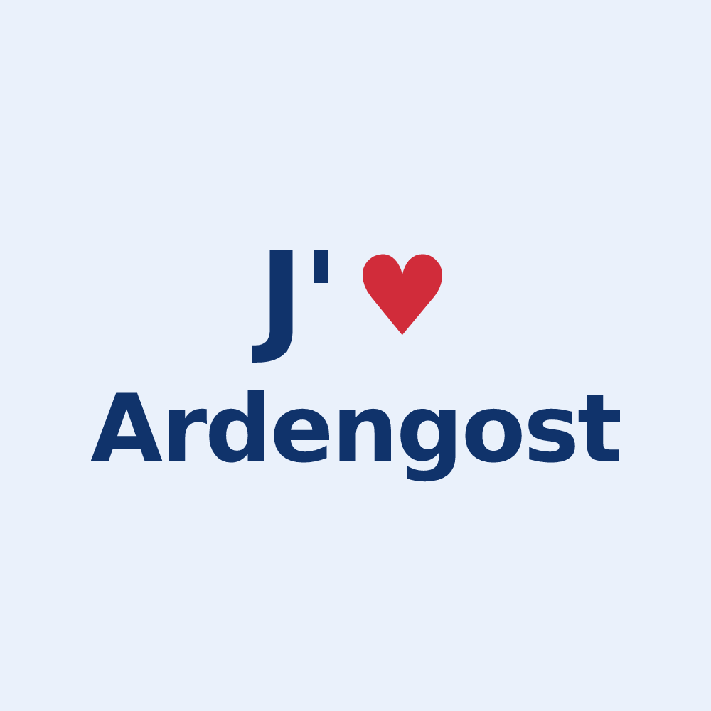 Sticker personnalisé Ardengost — design « J'aime Ardengost » imprimé sur le sticker