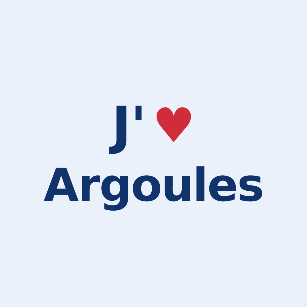 Sticker personnalisé Argoules — design « J'aime Argoules » imprimé sur le sticker