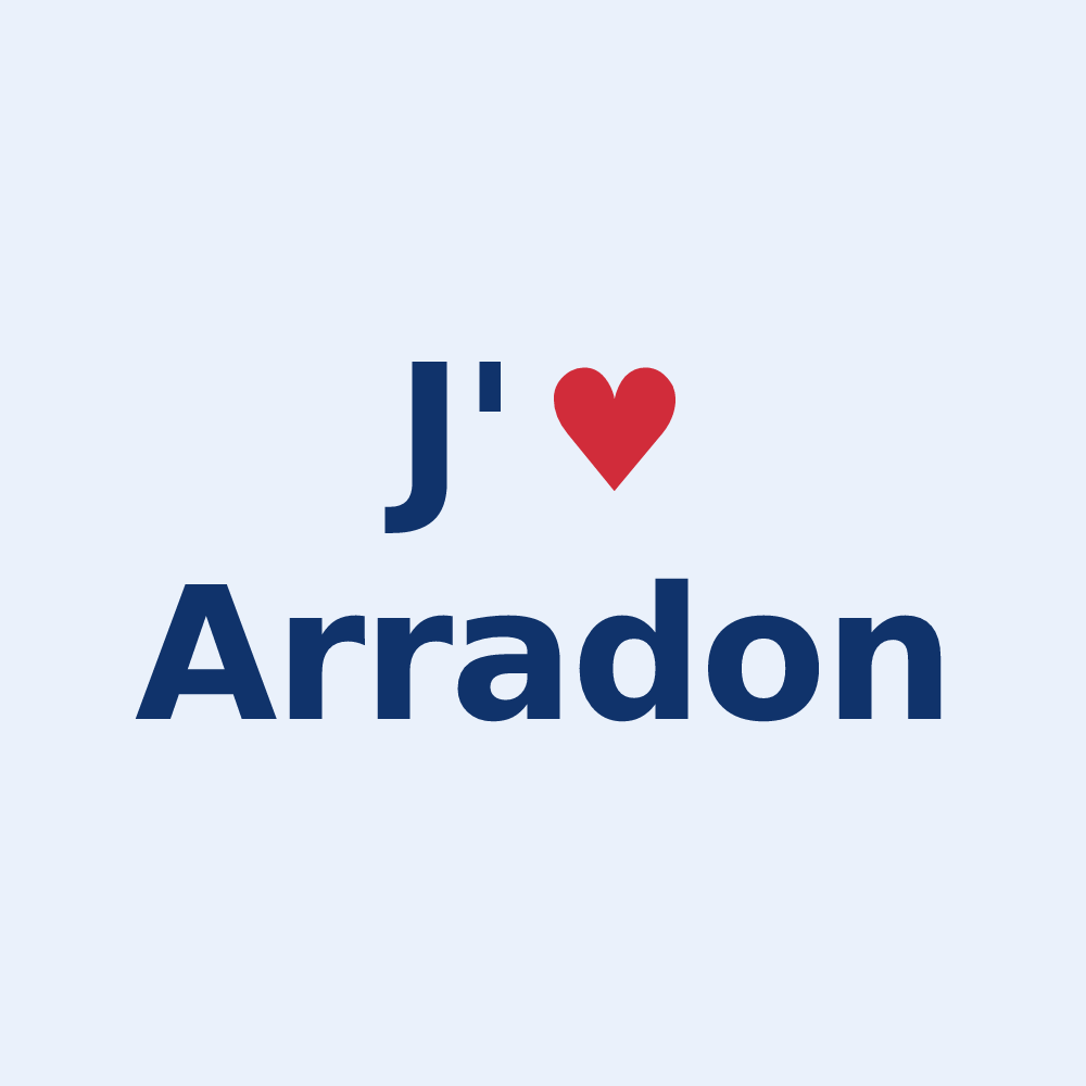 Sticker personnalisé Arradon — design « J'aime Arradon » imprimé sur le sticker