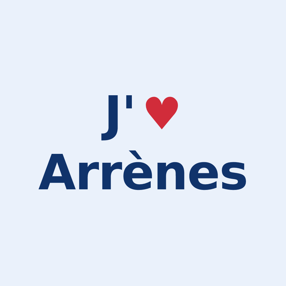 Sticker personnalisé Arrènes — design « J'aime Arrènes » imprimé sur le sticker