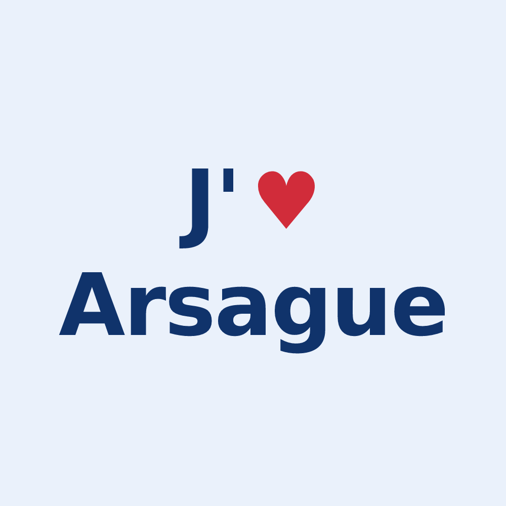 Sticker personnalisé Arsague — design « J'aime Arsague » imprimé sur le sticker