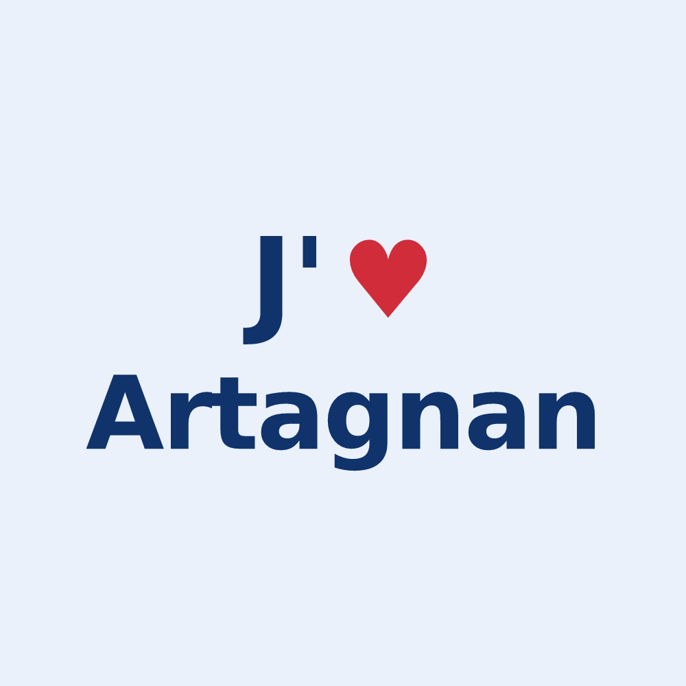 Sticker personnalisé Artagnan — design « J'aime Artagnan » imprimé sur le sticker