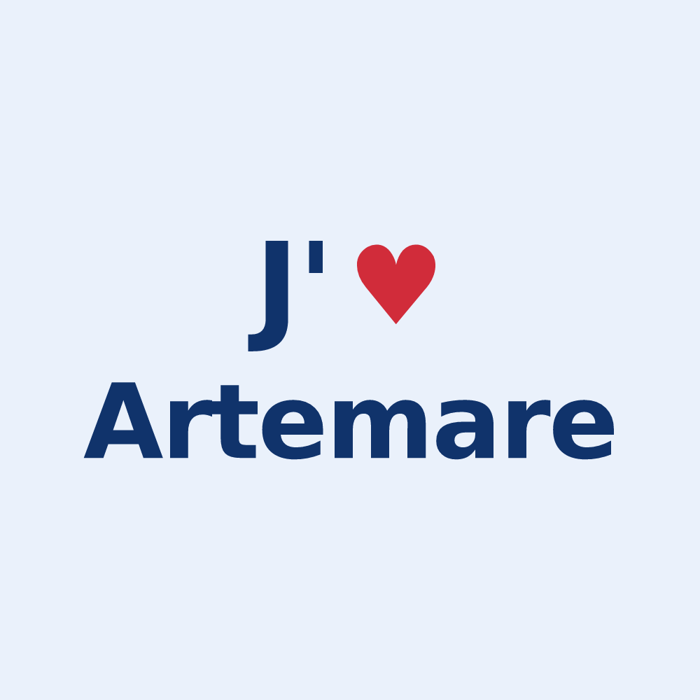 Sticker personnalisé Artemare — design « J'aime Artemare » imprimé sur le sticker