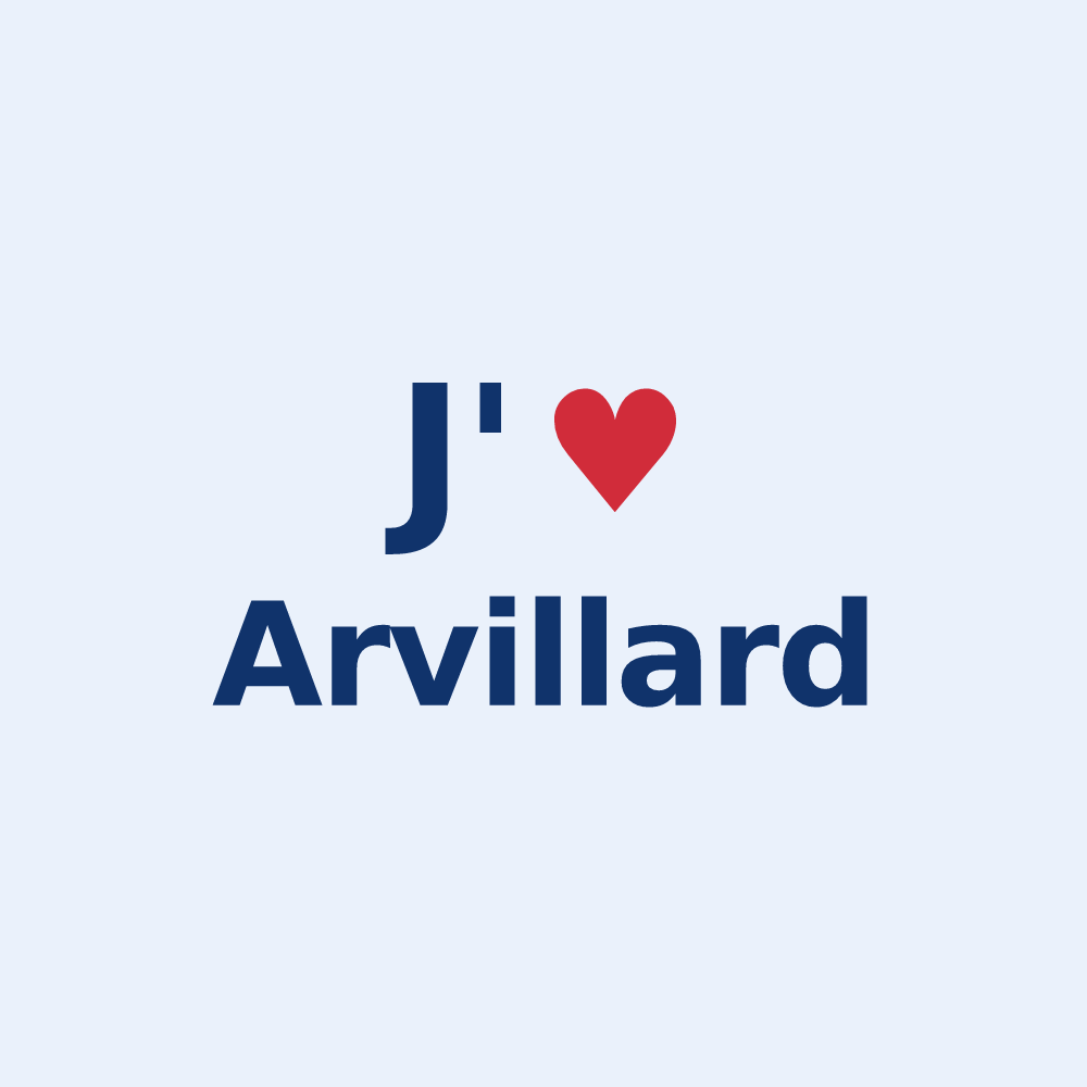 Sticker personnalisé Arvillard — design « J'aime Arvillard » imprimé sur le sticker